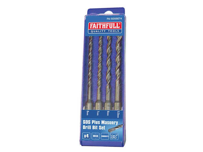 SDS Plus Drill Bit Set, 4 Piece, Faithfull