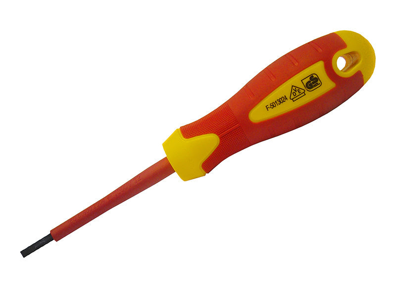 VDE Soft Grip Screwdriver Parallel Slotted Tip 5.5 x 125mm, Faithfull