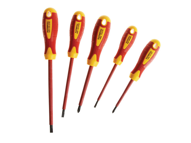 VDE Soft Grip Screwdriver Set, 5 Piece, Faithfull