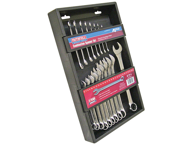 Chrome Vanadium Combination Spanner Set, 18 Piece, Faithfull