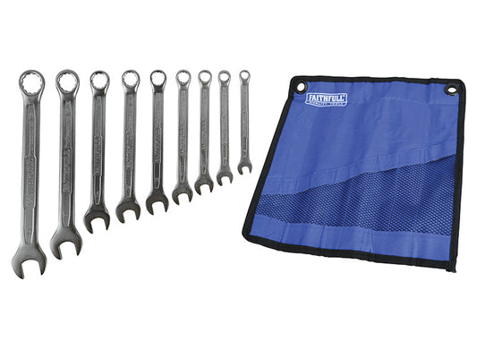 Combination Spanner Set with Roll, 9 Piece, Faithfull