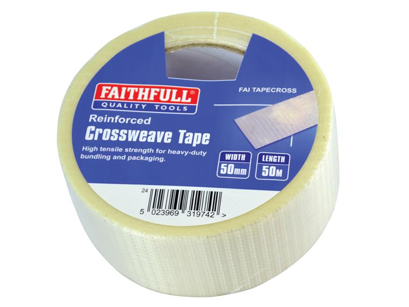 Reinforced Crossweave Tape 50mm x 50m, Faithfull