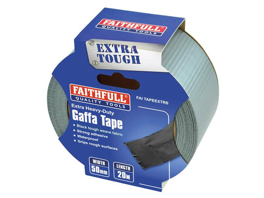 Extra Heavy-Duty Gaffa Tape 50mm x 20m Black, Faithfull