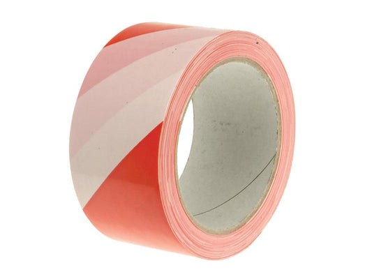 Economy Self-Adhesive Hazard Tape Red/White 50mm x 33m, Faithfull