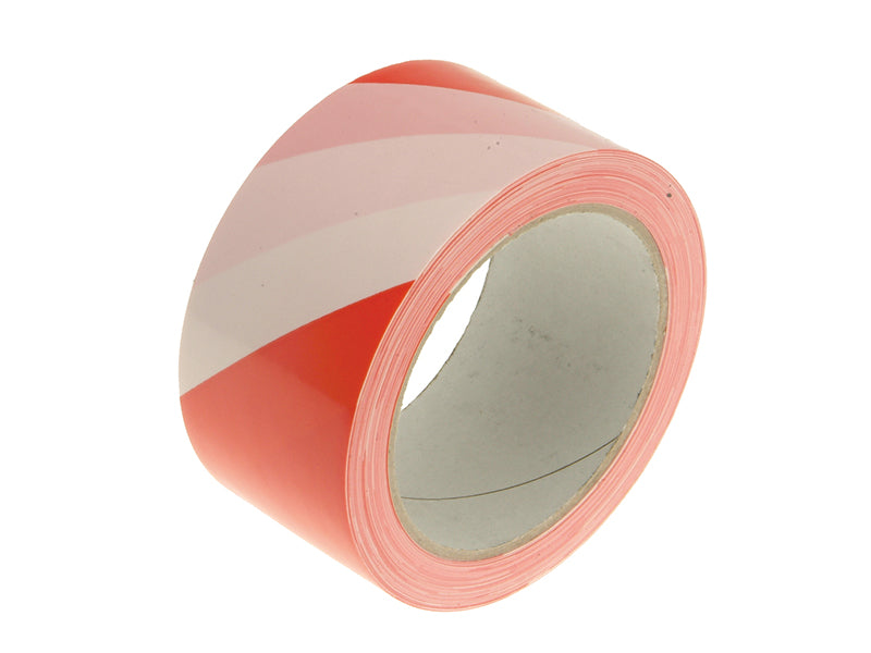 Professional Self-Adhesive Hazard Tape Red/White 50mm x 33m, Faithfull