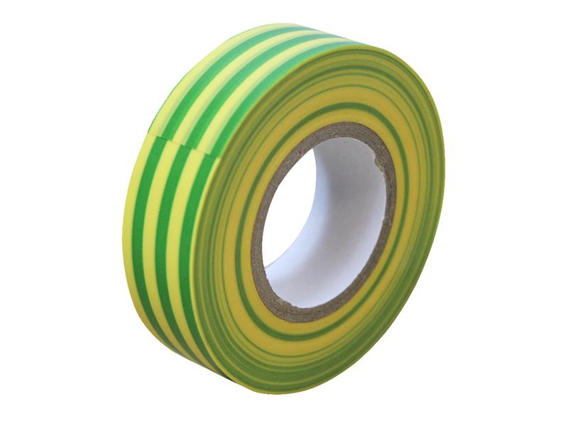 PVC Electrical Tape Green / Yellow 19mm x 20m, Faithfull