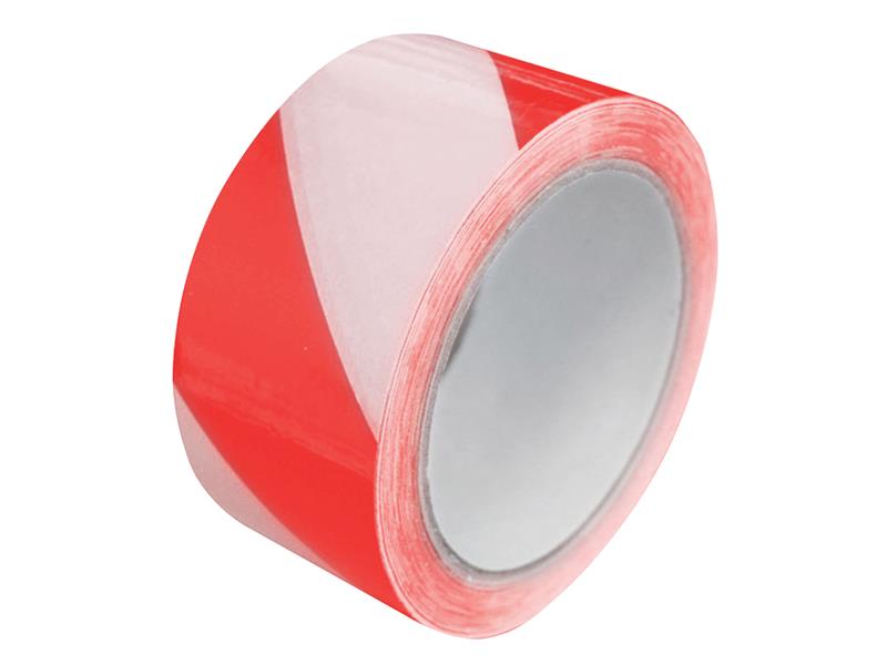 Laminated Self-Adhesive Hazard Tape Red/White 50mm x 33m, Faithfull