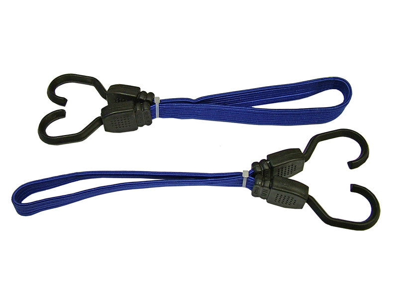 Flat Bungee Flat Cord 46cm (18in) Blue 2 Piece, Faithfull