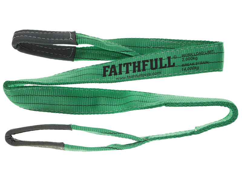 Lifting Sling Green 2 Tonne 60mm x 2m, Faithfull