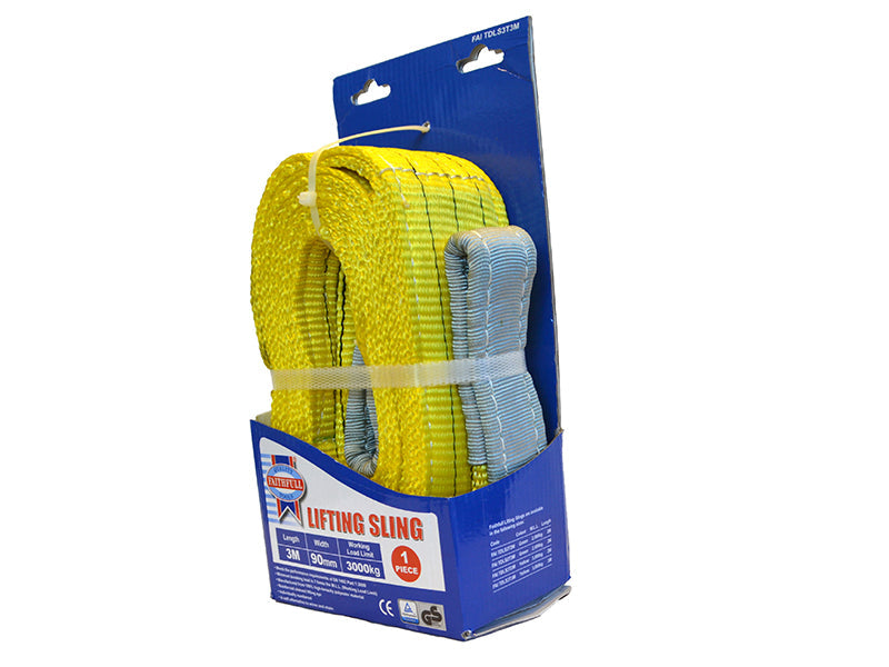 Lifting Sling Yellow 3 Tonne 90mm x 3m, Faithfull