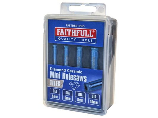 Diamond Ceramic Mini Holesaw Set, 4 Piece, Faithfull