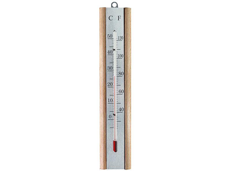 Thermometer Wall Beech Silver 200mm, Faithfull