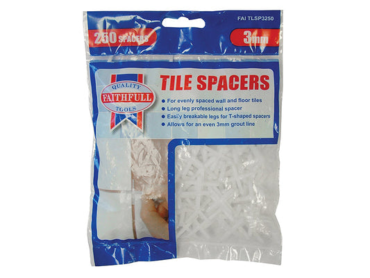 Tile Spacer Long Leg 3mm (Bag 250), Faithfull