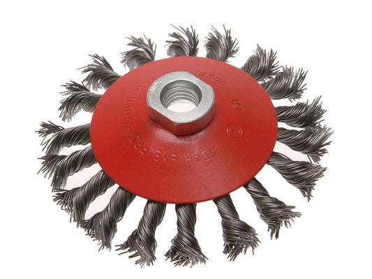 Conical Wire Brush 115mm M14x2 Bore, 0.50mm Wire, Faithfull