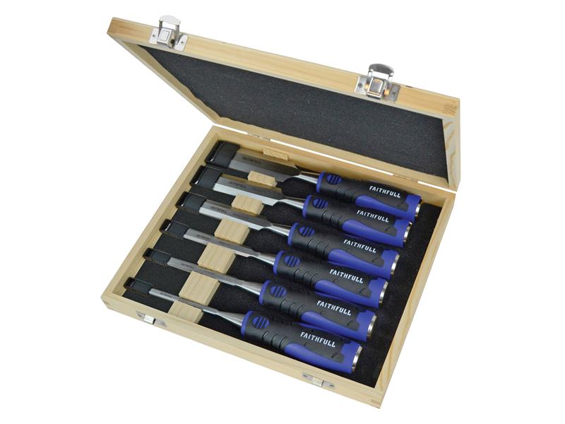 Soft Grip Chisel Set + Storage Box, 6 Piece, Faithfull