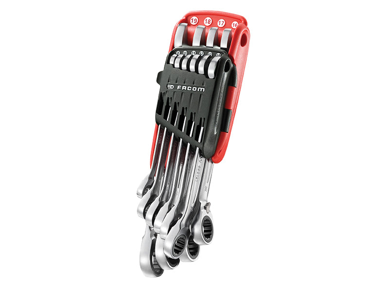 467B.JP10PB Ratchet Combination Wrench Set, 10 Piece, Facom