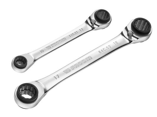 Quatro Ratcheting Spanner Set, 2 Piece, Facom