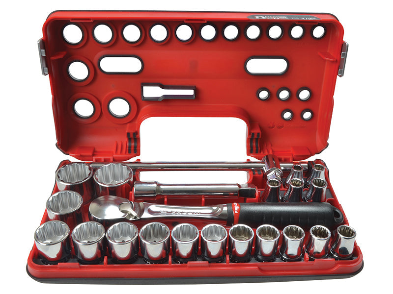 1/2in Drive 12-Point Detection Box Socket Set, 22 Piece Metric, Facom