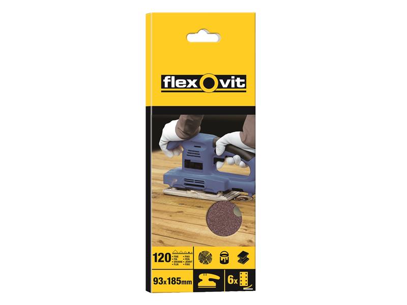 1/3 Sanding Sheets Perforated Fine 120 Grit (Pack 10), Flexovit