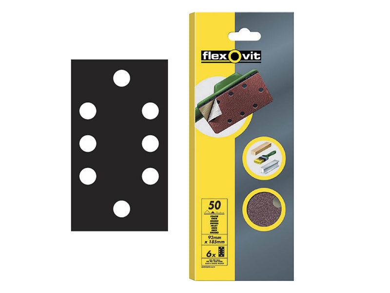 1/3 Sanding Sheets Quick-Release Medium 80 Grit (Pack 6), Flexovit