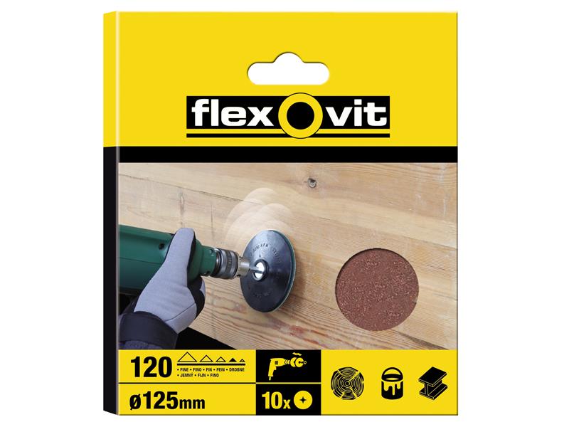 Drill Mountable Disc 125mm Assorted (Pack 10), Flexovit