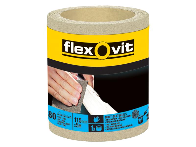 General Purpose Sanding Roll 115mm x 5m Fine 180G, Flexovit