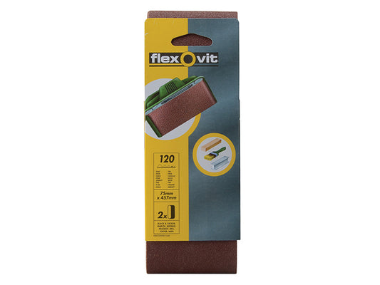 Cloth Sanding Belt 457 x 75mm Fine 120G (Pack 2), Flexovit