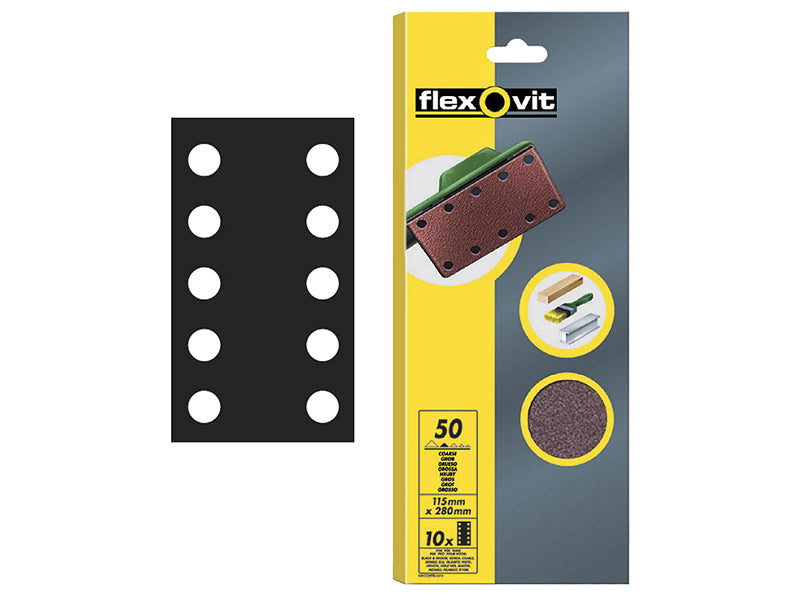 1/2 Sanding Sheets Perforated Medium 80 Grit (Pack 10), Flexovit