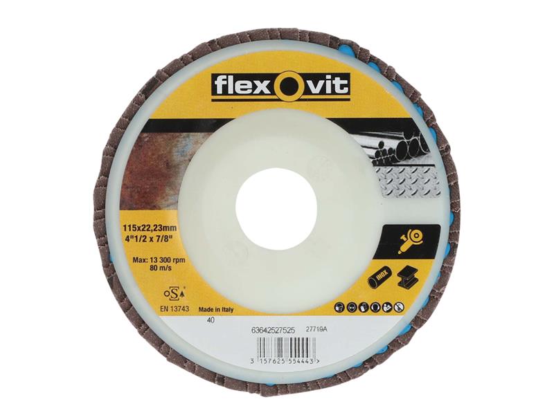 Flap Disc For Angle Grinders 115mm 80G, Flexovit