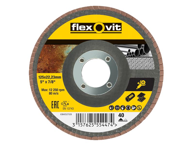 Flap Disc For Angle Grinders 125mm 40G, Flexovit