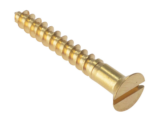 Wood Screw Slotted CSK Solid Brass 3/4in x 8 Box 200, ForgeFix