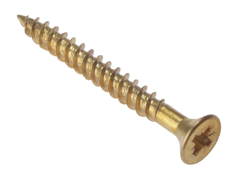 General Purpose Pozi Compatible Screw CSK TT Electro Brass 1.1/2in x 8 Box 200, ForgeFix