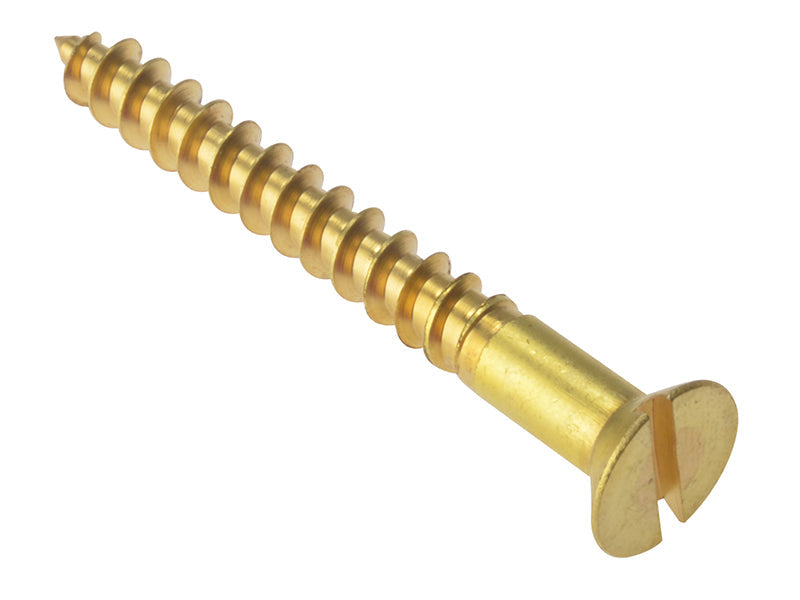 Wood Screw Slotted CSK Solid Brass 3in x 10 Box 100, ForgeFix