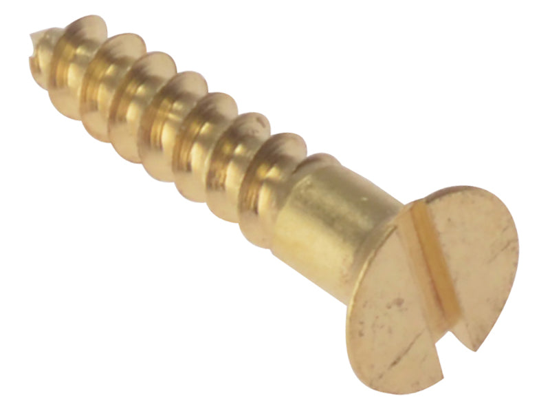 Wood Screw Slotted CSK Solid Brass 3/4in x 4 Box 200, ForgeFix