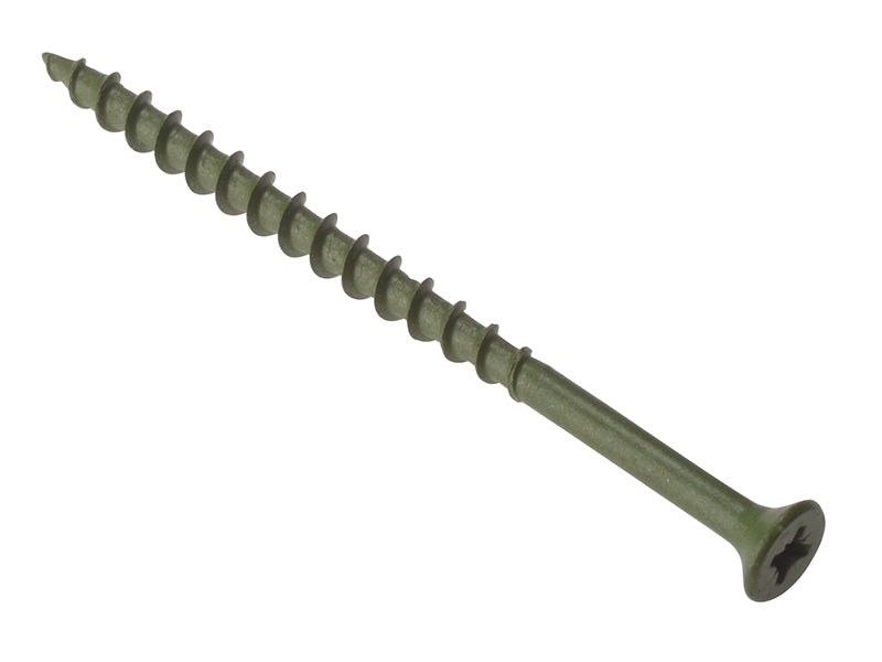 Decking Screw Pozi Compatible ST Green Anti-Corrosion 4.5 x 75mm Tub 1000, ForgeFix