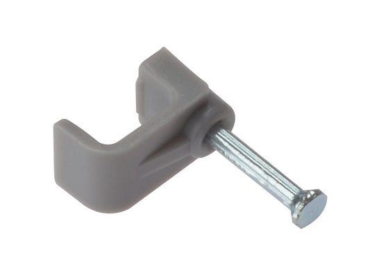 Cable Clip Flat Grey 4.00mm Box 100, ForgeFix