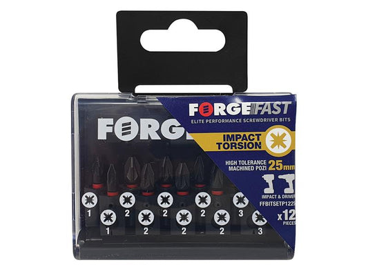 ForgeFast Pozidriv Compatible Impact Bit Set, 12 Piece, ForgeFix