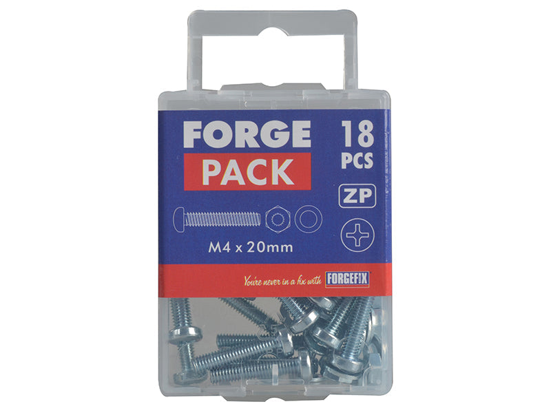 Machine Screw Pozi Compatible Pan Head ZP M4 x 20mm Forge Pack 18, ForgeFix