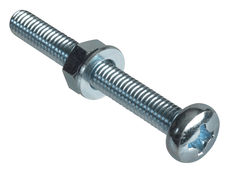 Machine Screw Pozi Compatible Pan Head ZP M6 x 50mm Forge Pack 4, ForgeFix