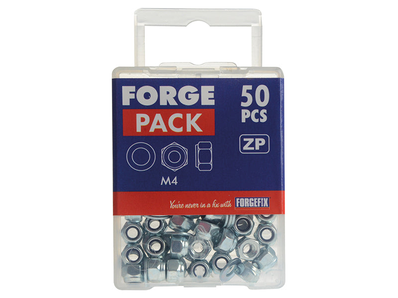 Nyloc Nuts & Washers Zinc Plated M4 ForgePack 50, ForgeFix