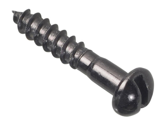 Wood Screw Slotted Round Head ST Black Japanned 3/4in x 6 Forge Pack 40, ForgeFix