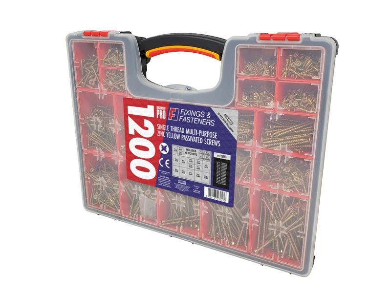 Organiser Pro Multi-Purpose Wood Screw Kit, 1200 Piece, ForgeFix