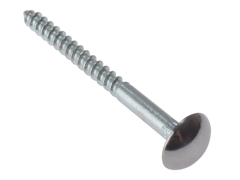 Mirror Screw Chrome Domed Top Slotted CSK ST ZP 3/4in x 8 Bag 10, ForgeFix