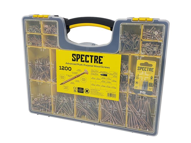 Spectre™ Wood Screw Site Organiser 1200 Piece, ForgeFix