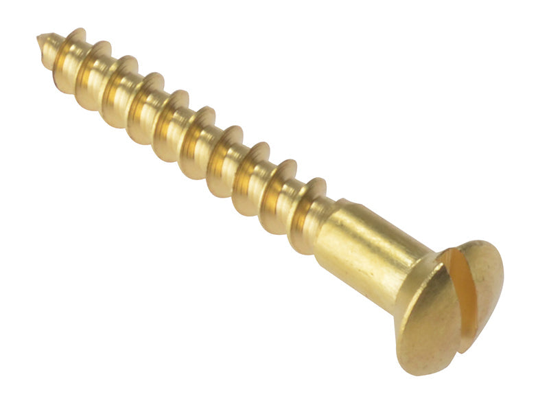 Wood Screw Slotted Raised Head ST Solid Brass 1.1/2in x 8 Box 200, ForgeFix