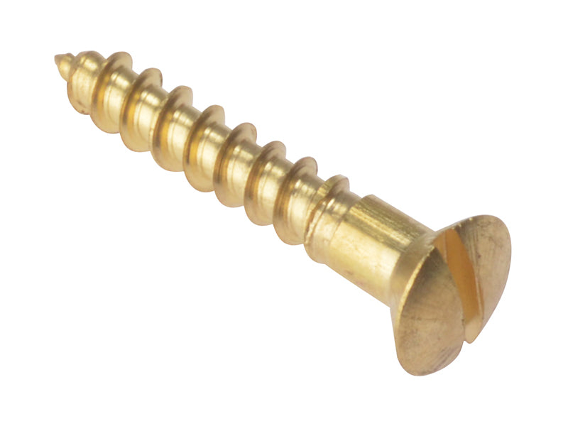 Wood Screw Slotted Raised Head ST Solid Brass 1in x 8 Box 200, ForgeFix