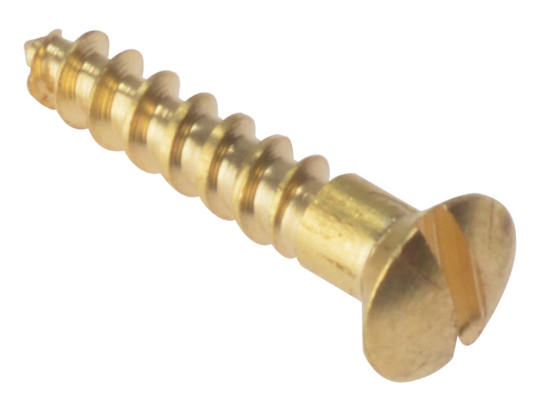 Wood Screw Slotted Raised Head ST Solid Brass 5/8in x 6 Box 200, ForgeFix