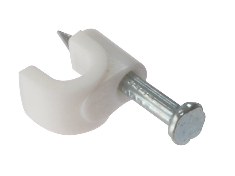 Cable Clip Round White 5-6mm Box 100, ForgeFix