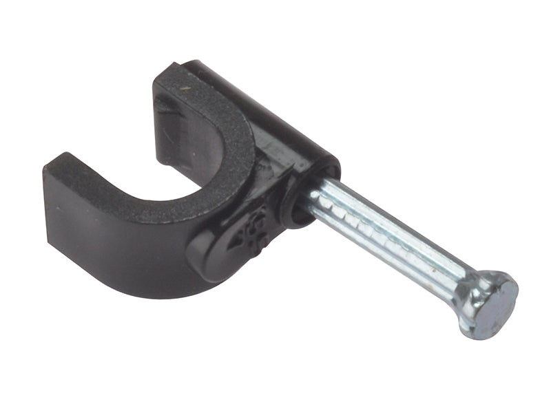 Cable Clip Round Coax Black 6-7mm Box 100, ForgeFix