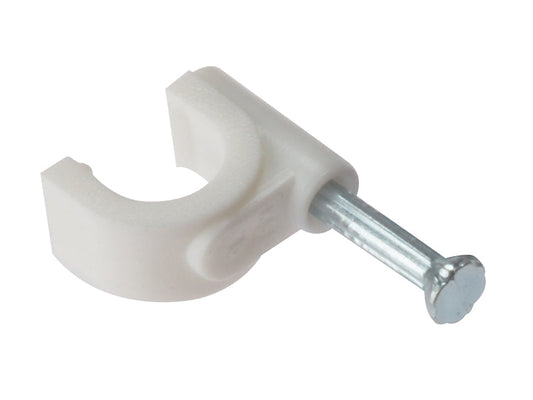 Cable Clip Round White 7-8mm Box 100, ForgeFix